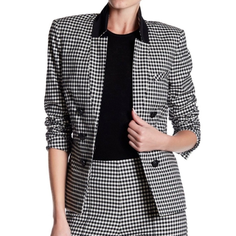 $645 Veronica Beard Cottage Black/White Gingham Plaid Dickey Jacket Blazer Sz 6 - Picture 2 of 14